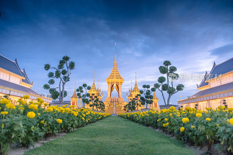皇家火葬场复制品国王普密蓬阿杜德(Pra May Ru Maat)在萨南琅皇家葬礼火葬仪式泰国曼谷。